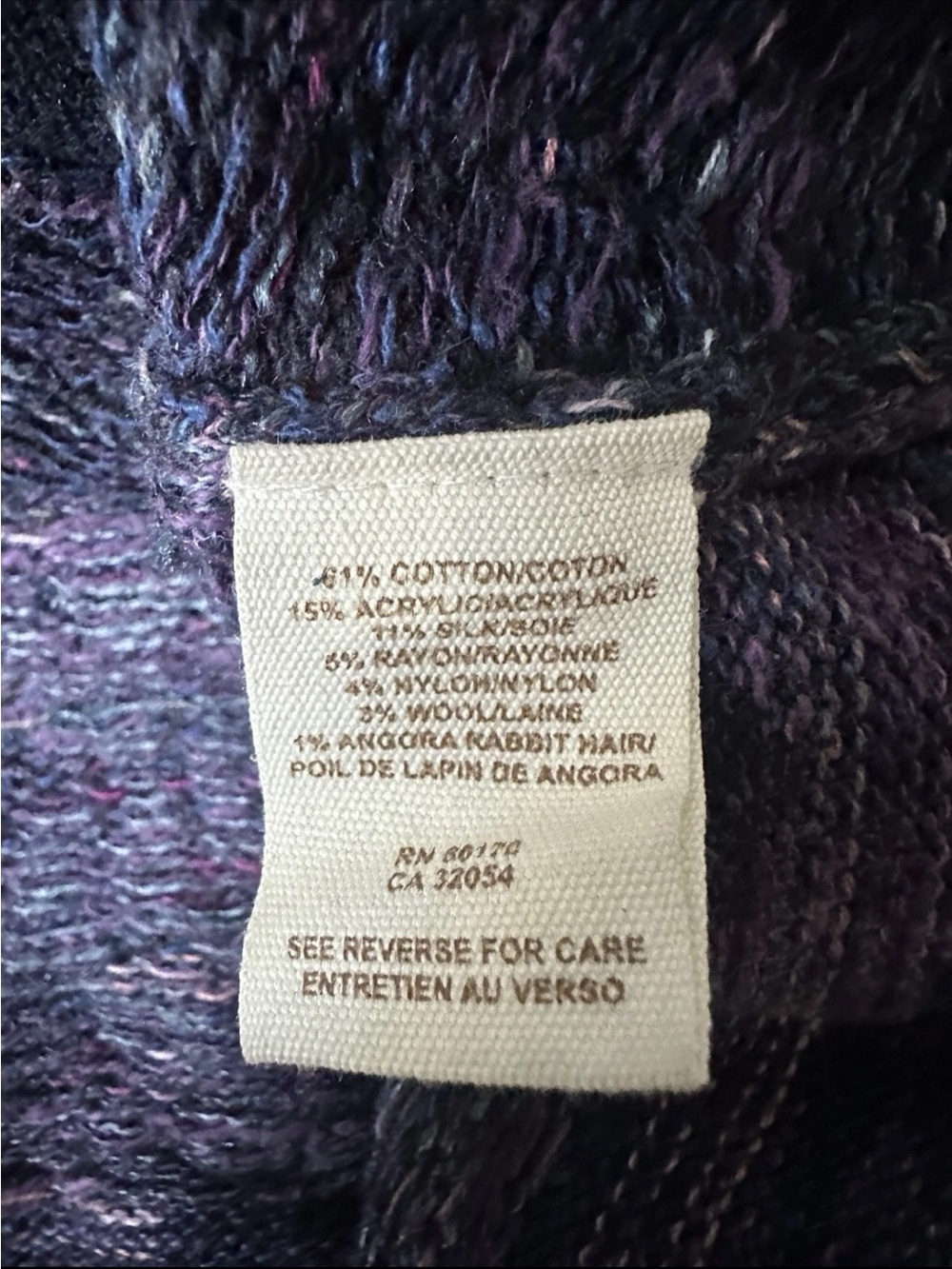 Free People Womens Small Purple Blue Marled Knit Button Sweater Cardigan Boho - Picture 5 of 5